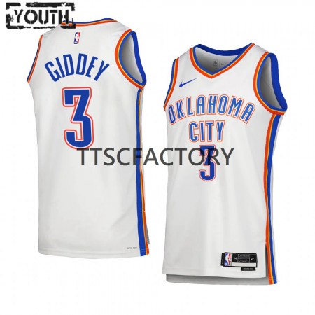 Oklahoma City Thunder Josh Giddey 3 Nike 2022-23 Association Edition Valkoinen Lasten Pelipaidat Swingman